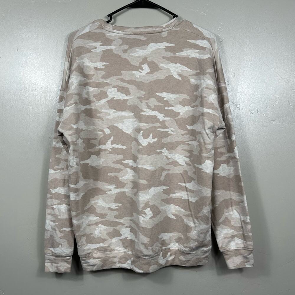 ATHLETA Balance Pullover Printed Sweatshirt Camo Lux Oatmeal Heather - Medium - Picture 3 of 8